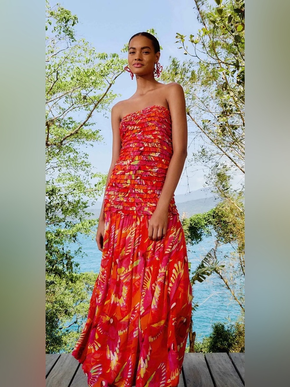 FARM Rio Flying Birds Ruffled Dress